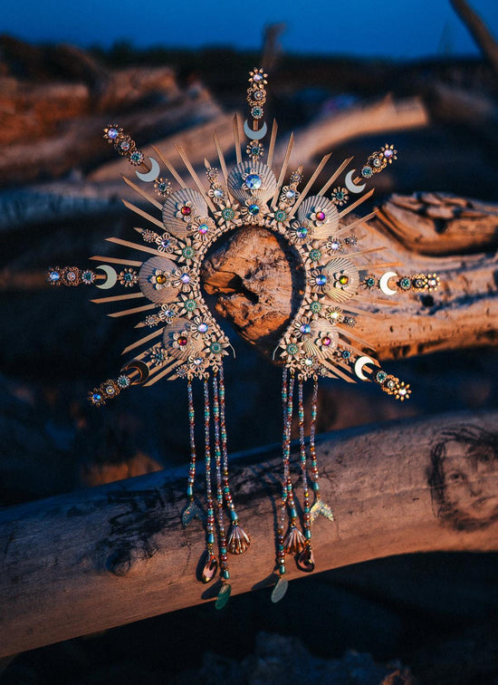 SALE Mermaid Halo Crown, Halloween costume, Mermaid Crown, Halo Headband, Gold Crown, Tiara, Gold Halo, Aquarius crown, Festival Crown