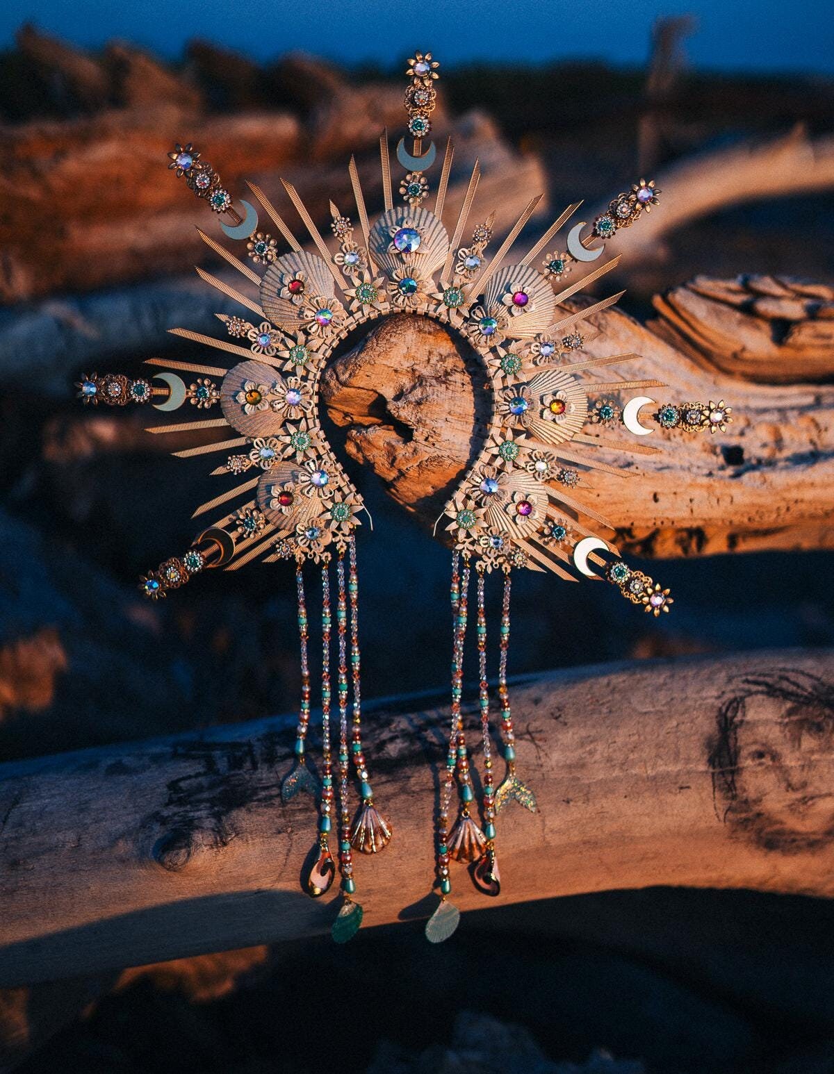 Gold - beige mermaid crown