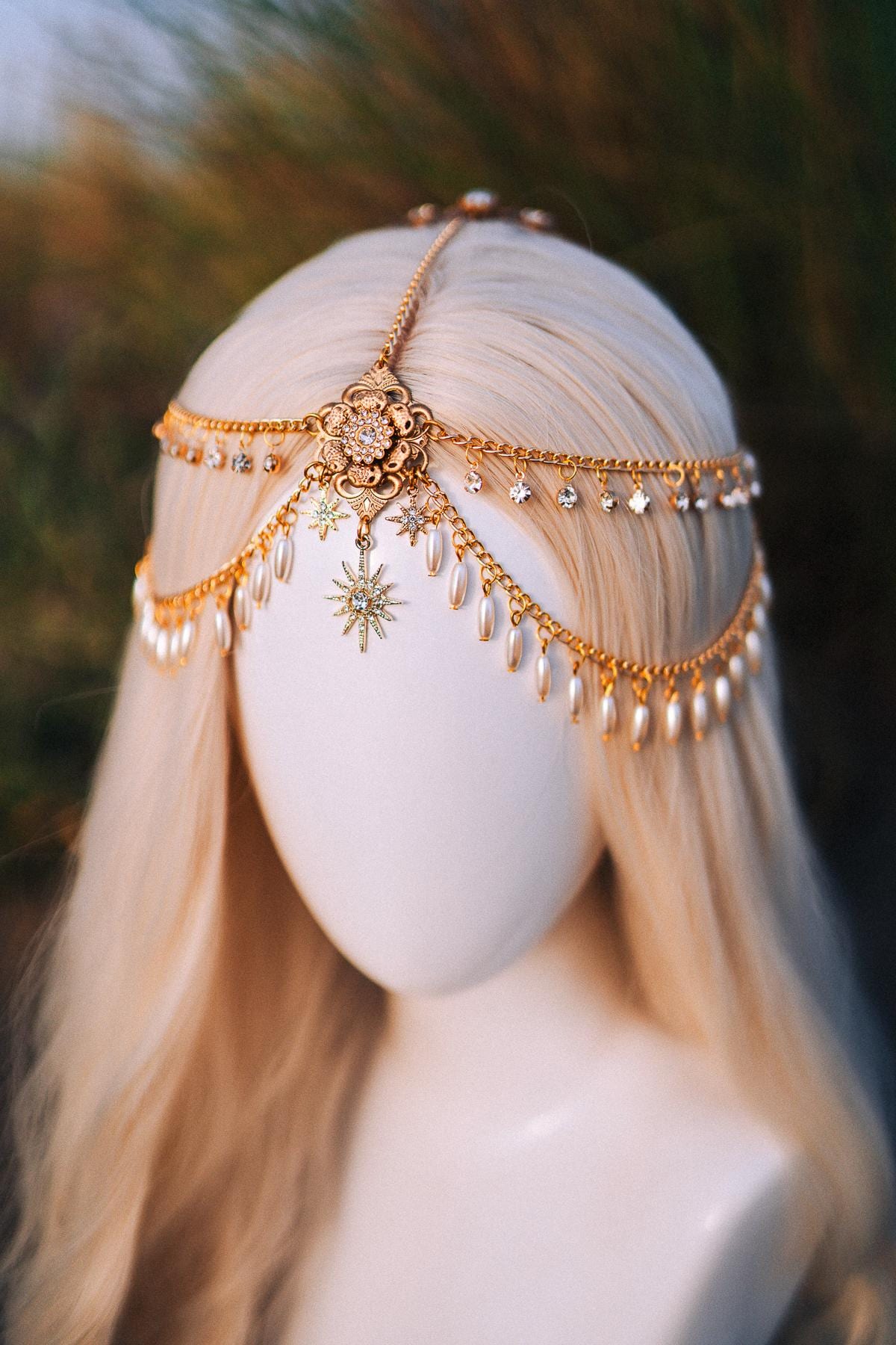 Gold Pearl Chain Tiara Elegant Bridal Headpiece With Stars Crystals P gold-pearl-chain-tiara-elegant-bridal-headpiece-with-stars-crystals-p