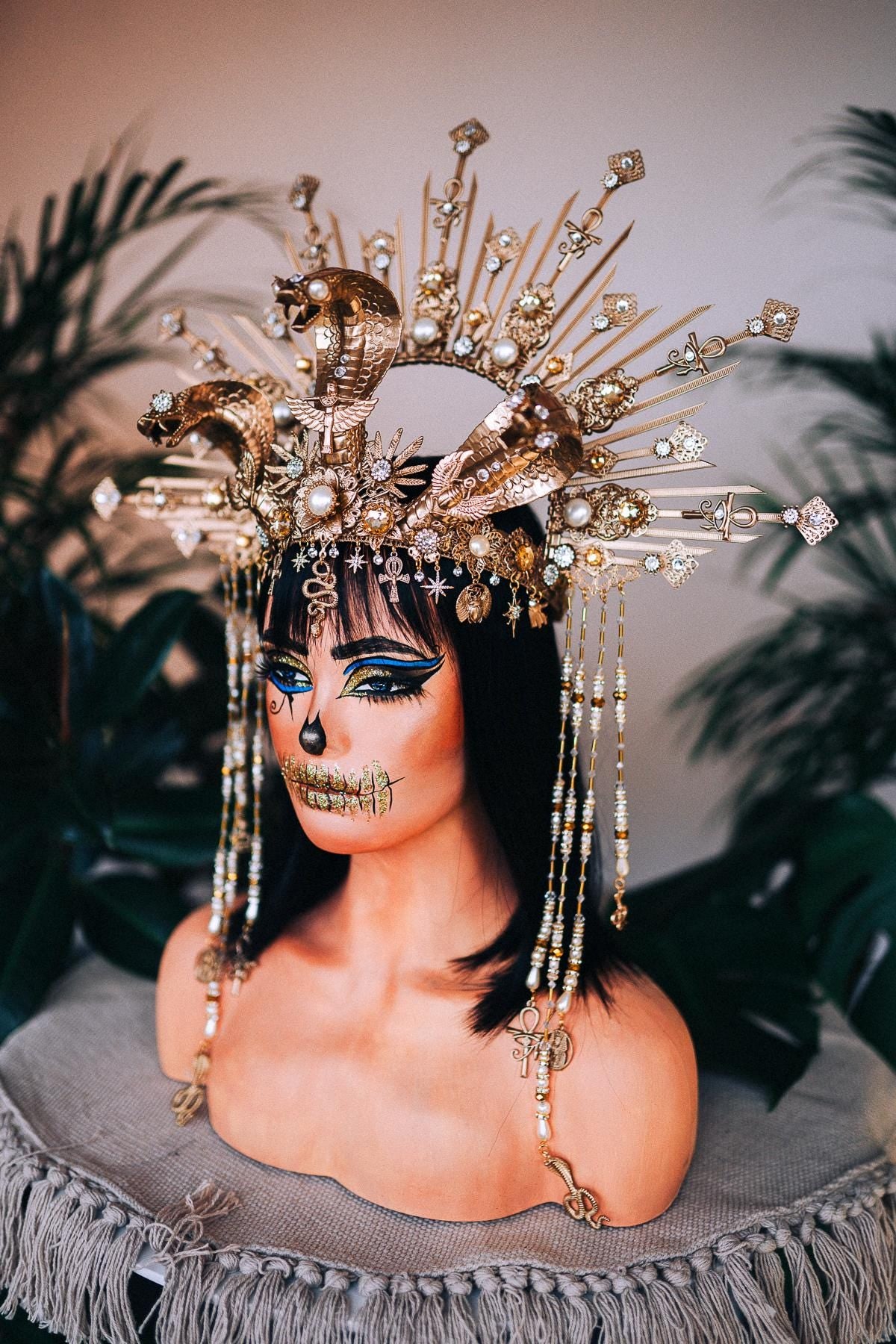 Cleopatra Crown, Snake Tiara, Cobra Headdress, Egyptian Headpiece, Festival Tiara, Halloween Crown, Mardi Gras Tiara, Goddess Headdress