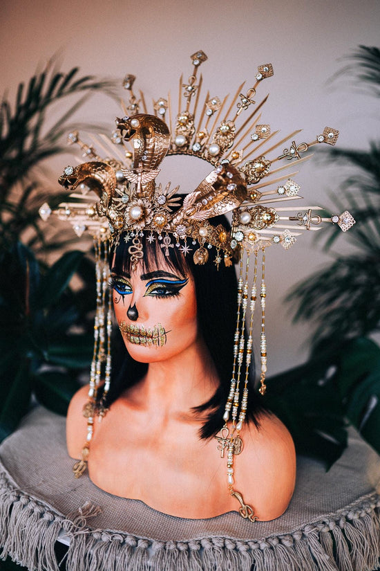 Cleopatra Crown, Snake Tiara, Cobra Headdress, Egyptian Headpiece, Festival Tiara, Halloween Crown, Mardi Gras Tiara, Goddess Headdress