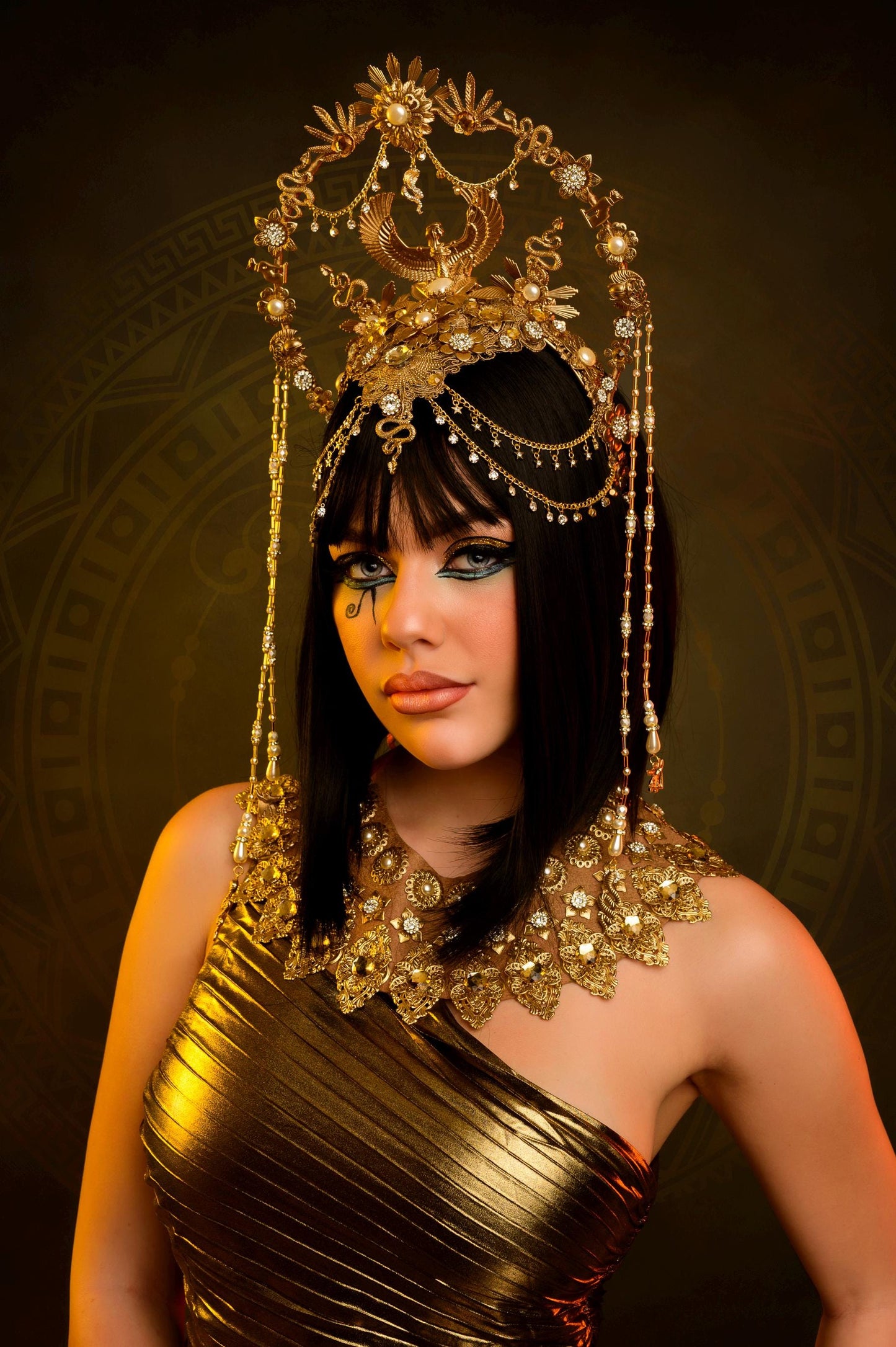 Cleopatra Necklace, Egyptian Jewelry, Gold Statement Necklace, Carnival Accessories, Mardi Gras Set, Queen Cleopatra Costume, Festival