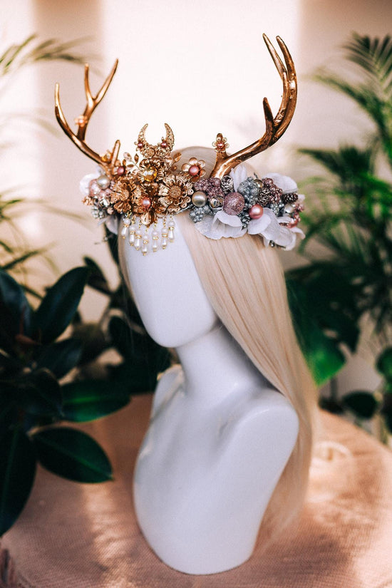 Reindeer Headband, Xmas Party, Christmas Flower Crown, Halo Headpiece, Merry Christmas, Christmas Headband, Antlers Crown, Deer Flower Crown