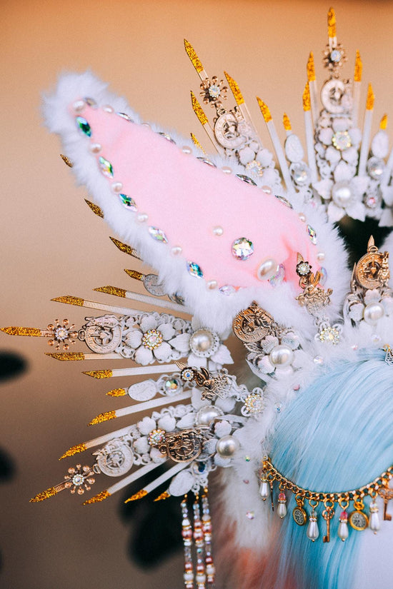 White Rabbit Crown Alice In Wonderland Bunny Ears Tiara Fantasy Headpiece Halloween Carnival Festival Costume