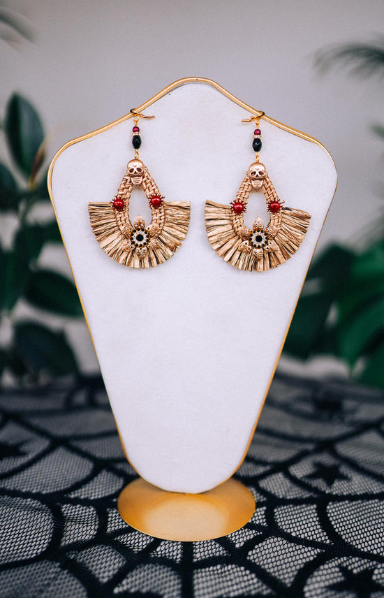 La Catrina Earrings, Día De Los Muertos, Red Gold Jewelry, Statement Earrings, Mexican Wedding, Sugar Skull, Festival Accessories