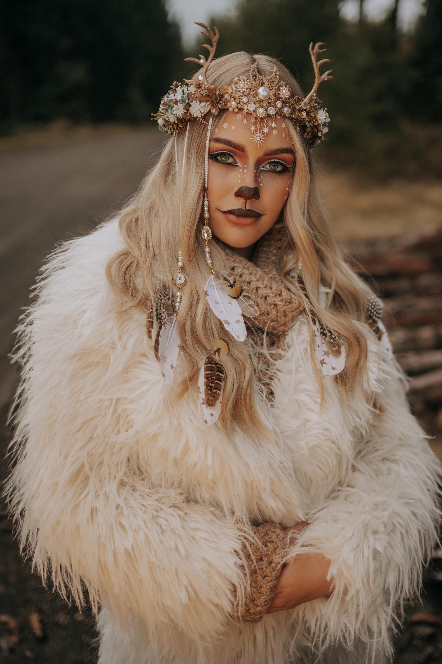 Cute flower crown with deer antlers