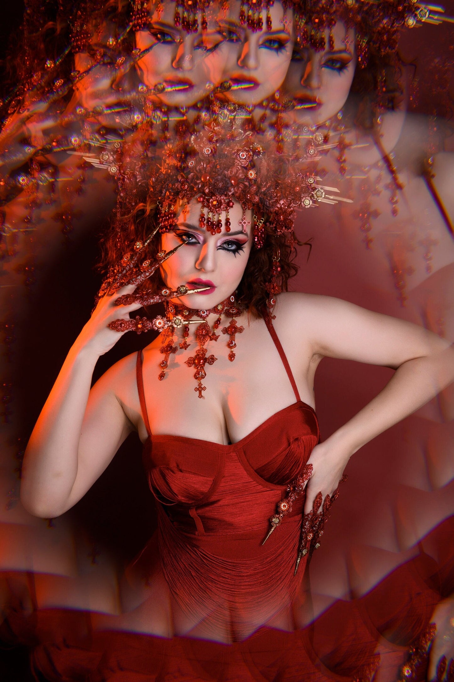 Red Finger Claw 1 piece, Paw up, Nails Jewellery, Red Finger Jewellery, Photo props, Red bracelet, Madonna Collection