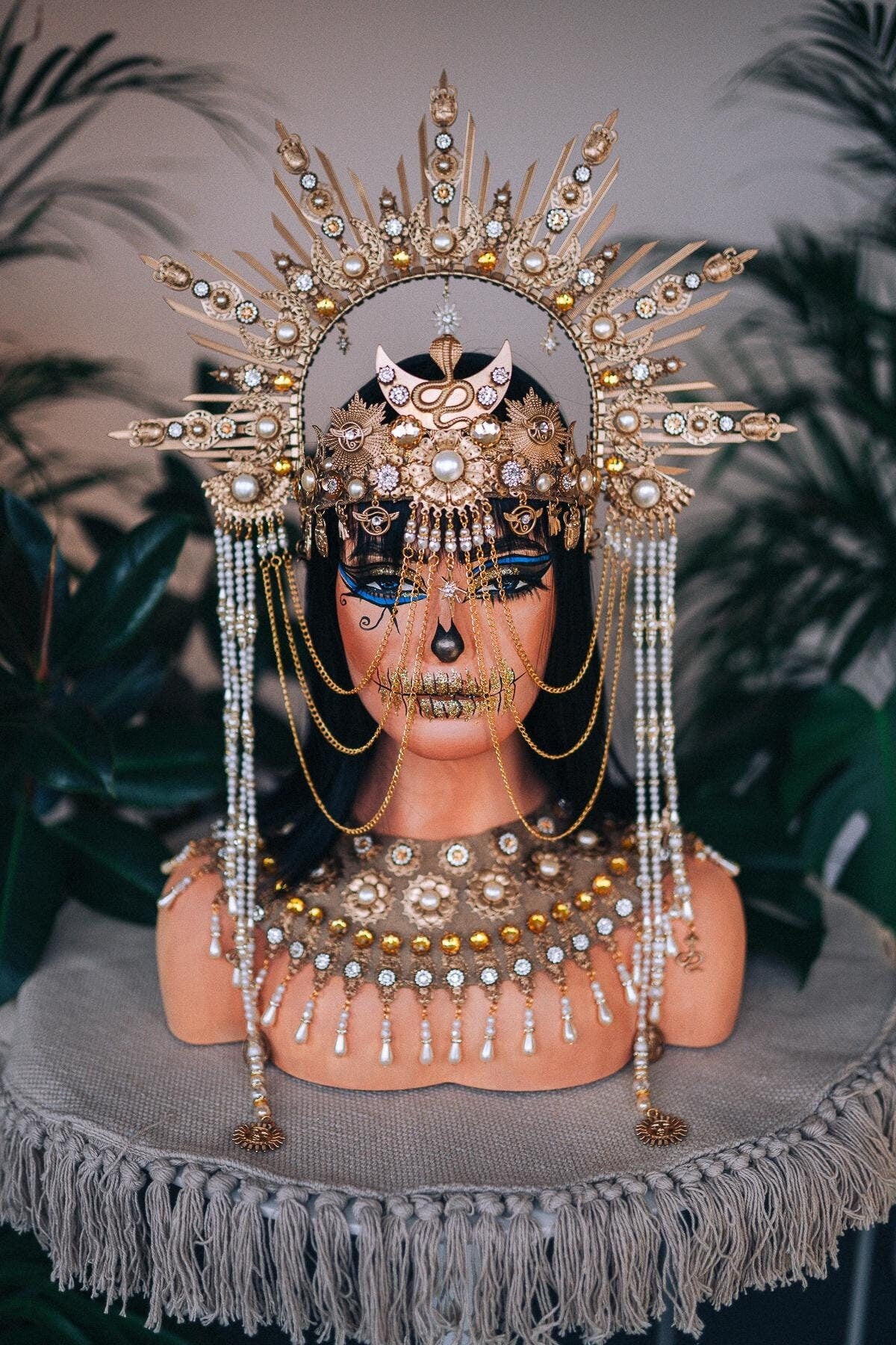 Gold Cleopatra headpiece with necklace