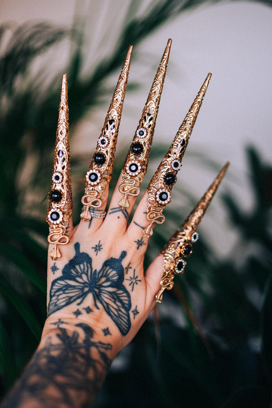 Cleopatra Finger Claws, Egyptian Jewelry, Gold Finger Claws, Festival Claws, Carnival Accessory, Halloween Claws, Regal Claws, Goddess Claws