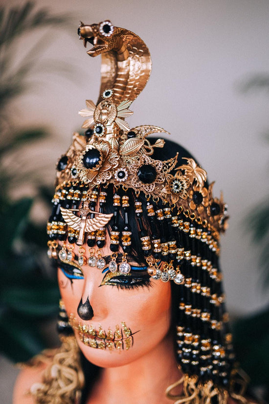 Cleopatra Crown, Cobra Crown, Egyptian Jewelry, Harness Necklace, Snake Necklace, Carnival Costume, Mardi Gras Jewelry,Halloween Accessories
