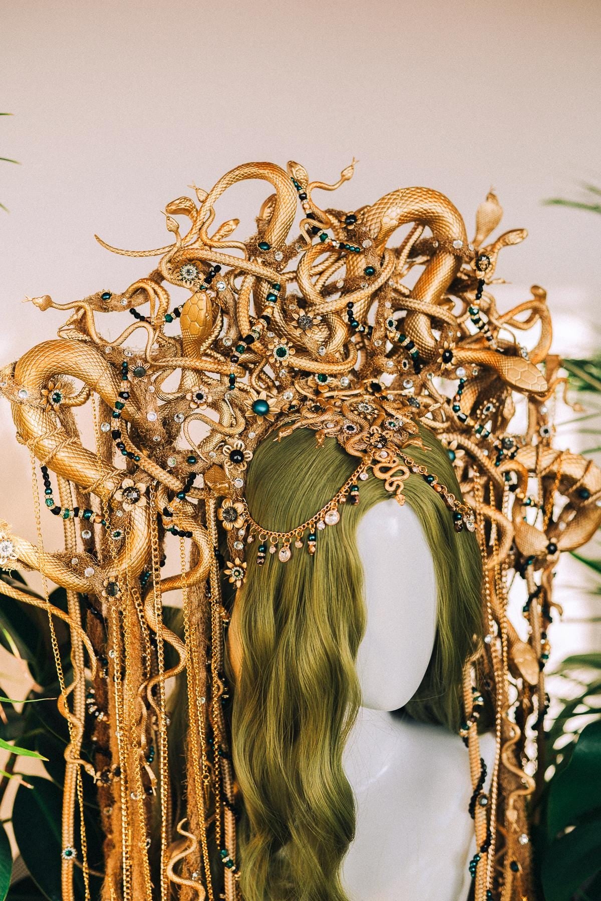 Medusa Crown, Gold Snake Headpiece, Greek Mythology Tiara, Halloween Costume Crown, Gorgon Queen Headdress, Serpent Goddess Halo