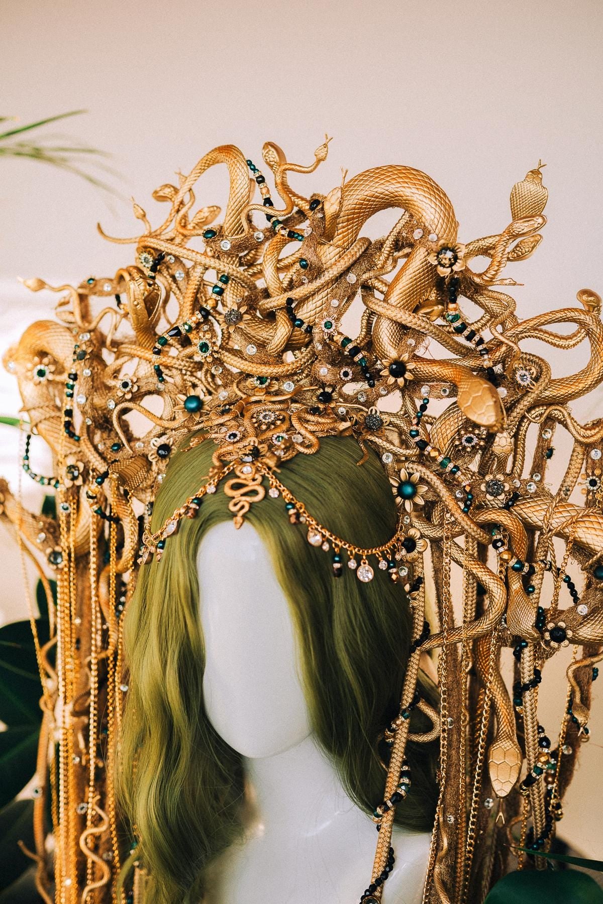 Medusa Crown, Gold Snake Headpiece, Greek Mythology Tiara, Halloween Costume Crown, Gorgon Queen Headdress, Serpent Goddess Halo