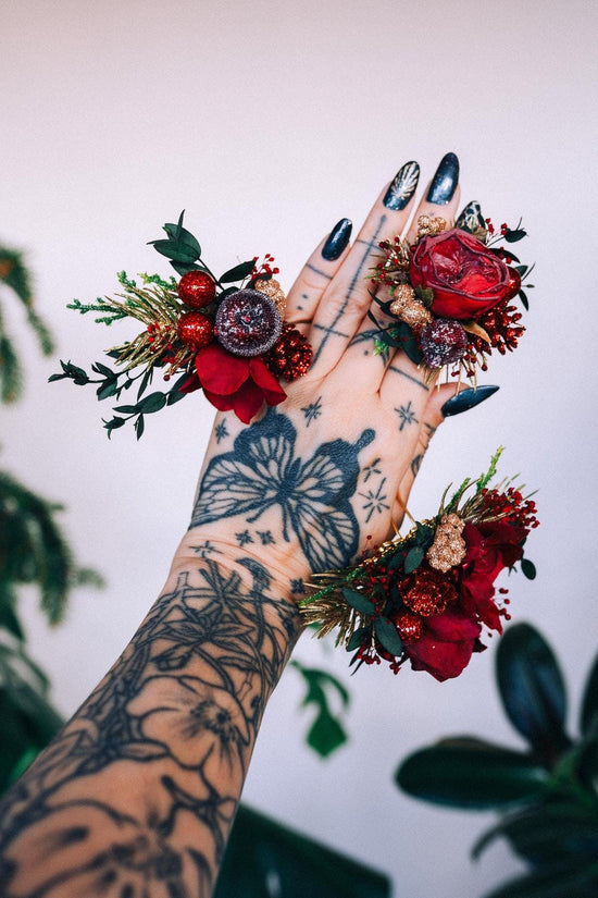 Burgundy Christmas hair pins