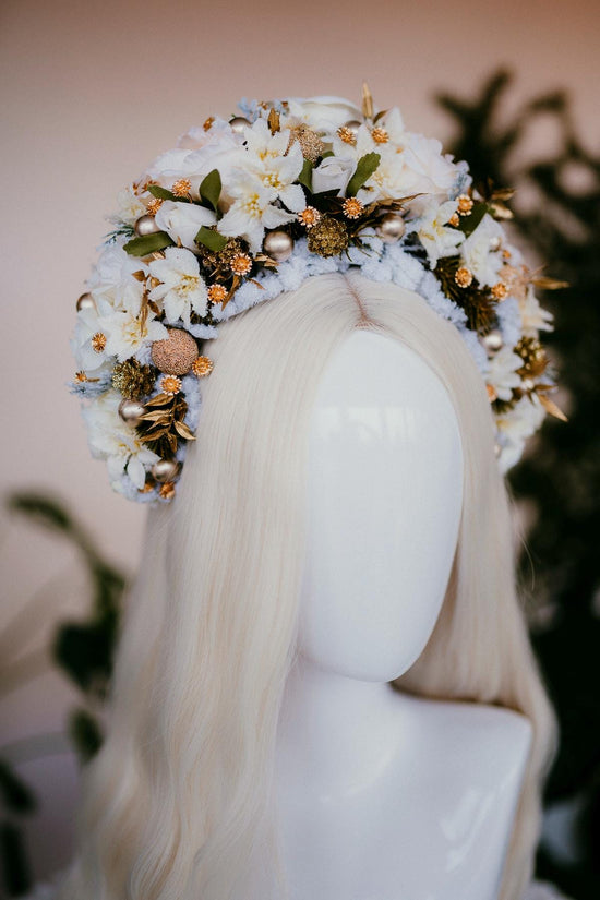 White Christmas headband, Christmas party headband, Christmas flower crown, Merry Christmas, Christmas headband, White flower crown