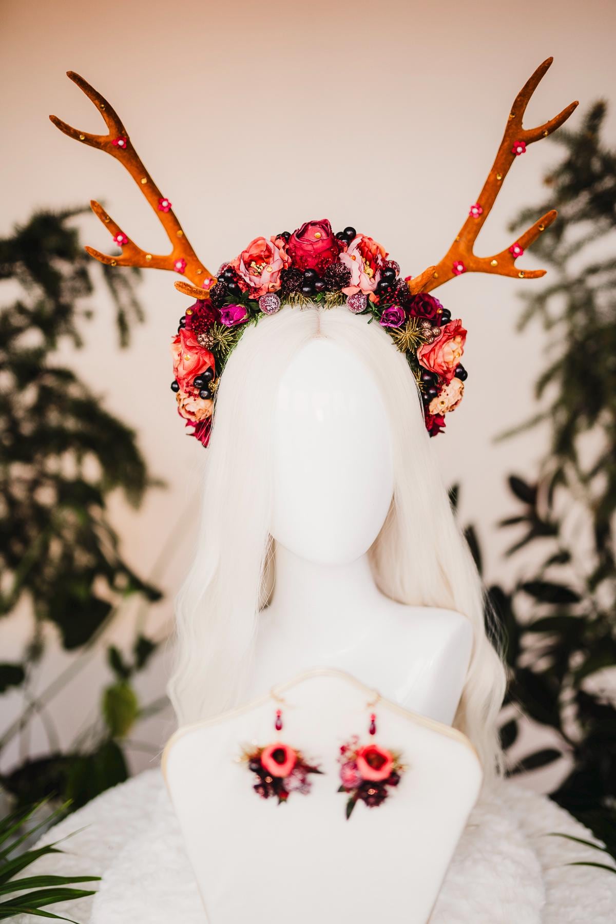 Burgundy Christmas headband, Christmas party headband, Christmas flower crown, Merry Christmas, Christmas headband, Red flower crown