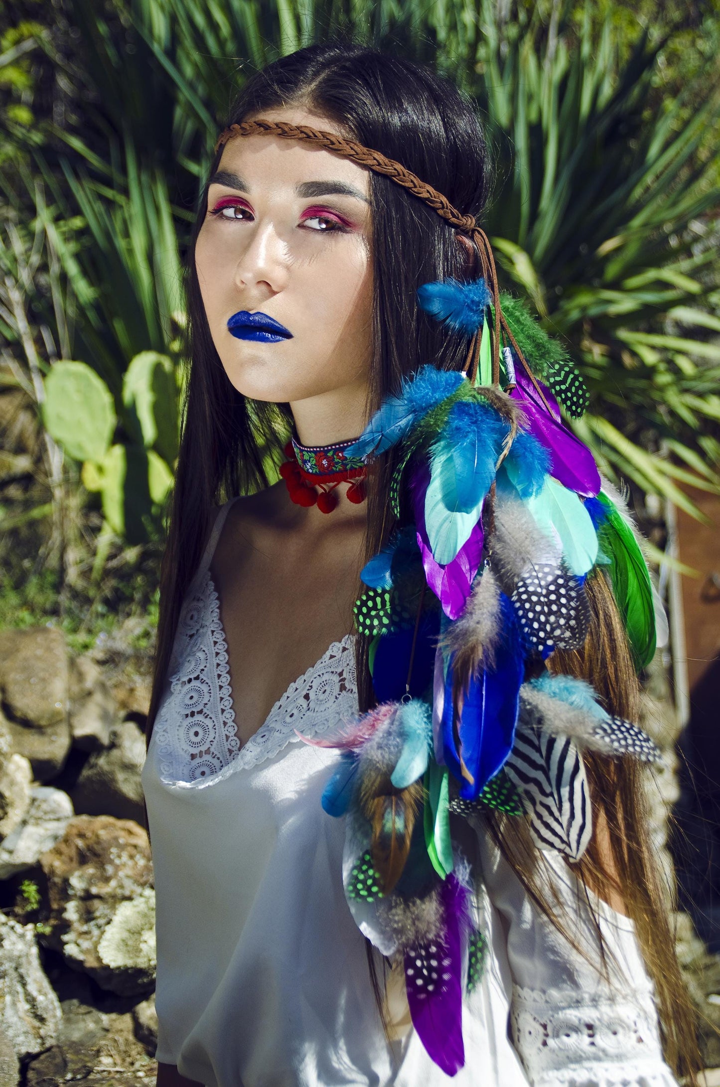 Boho Feather Headband, Colorful Festival Crown, Tribal Headdress, Hippie Hair Accessory, Burning Man Style, Bohemian Feather Halo