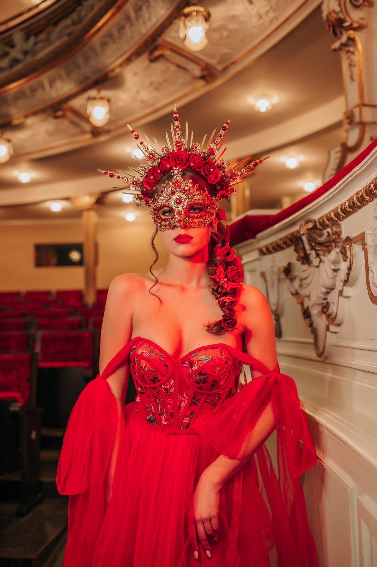 red dress accessories Velvi - Size 2, Yvette Corset Gown - - Final Sale loose waves or an elegant updo What accessories match best with