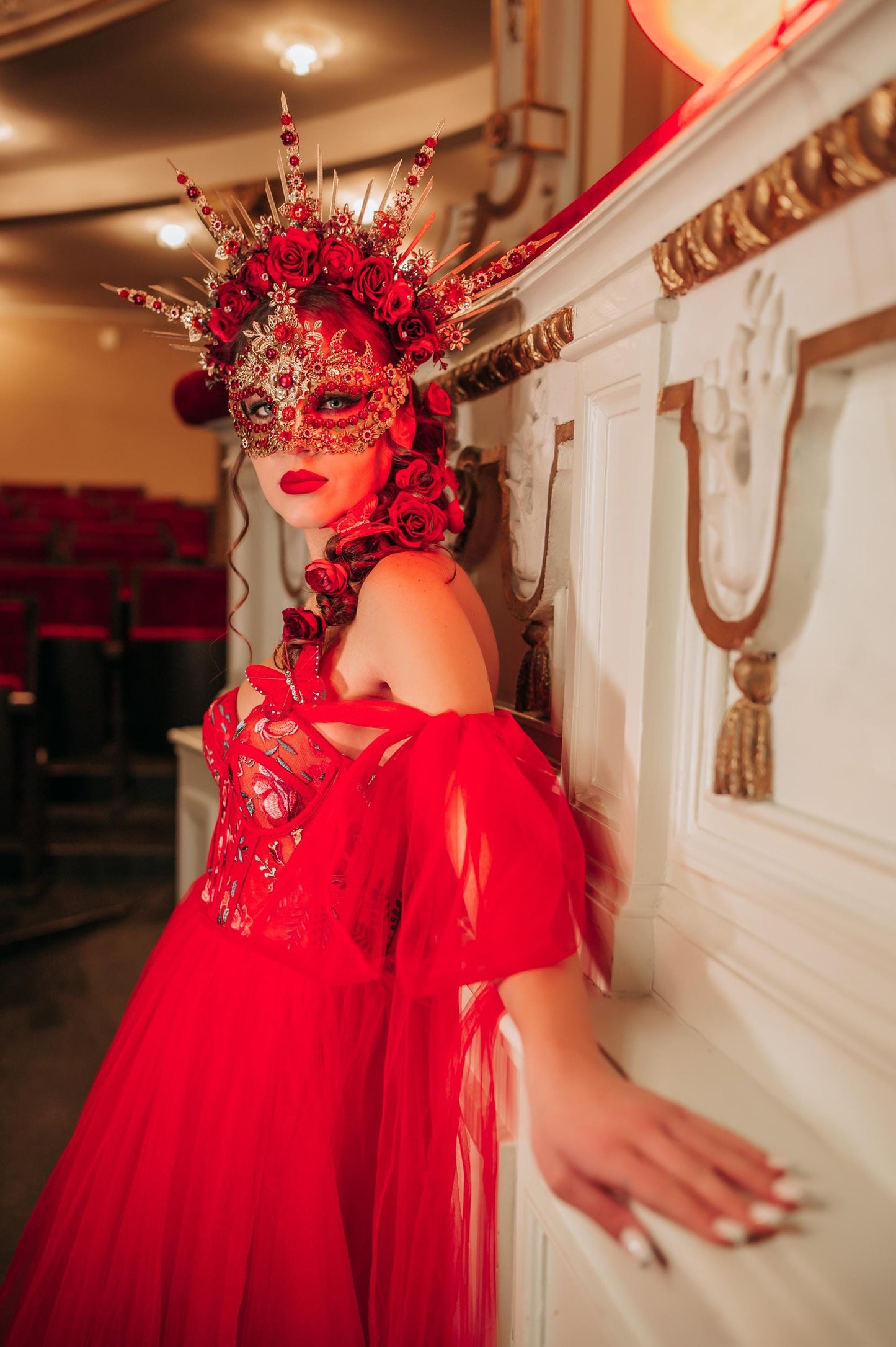 Red Goddess Mask Crystal Masquerade Headpiece – CARBICKOVA CROWNS Red Goddess Mask Crystal Masquerade Headpiece – CARBICKOVA CROWNS