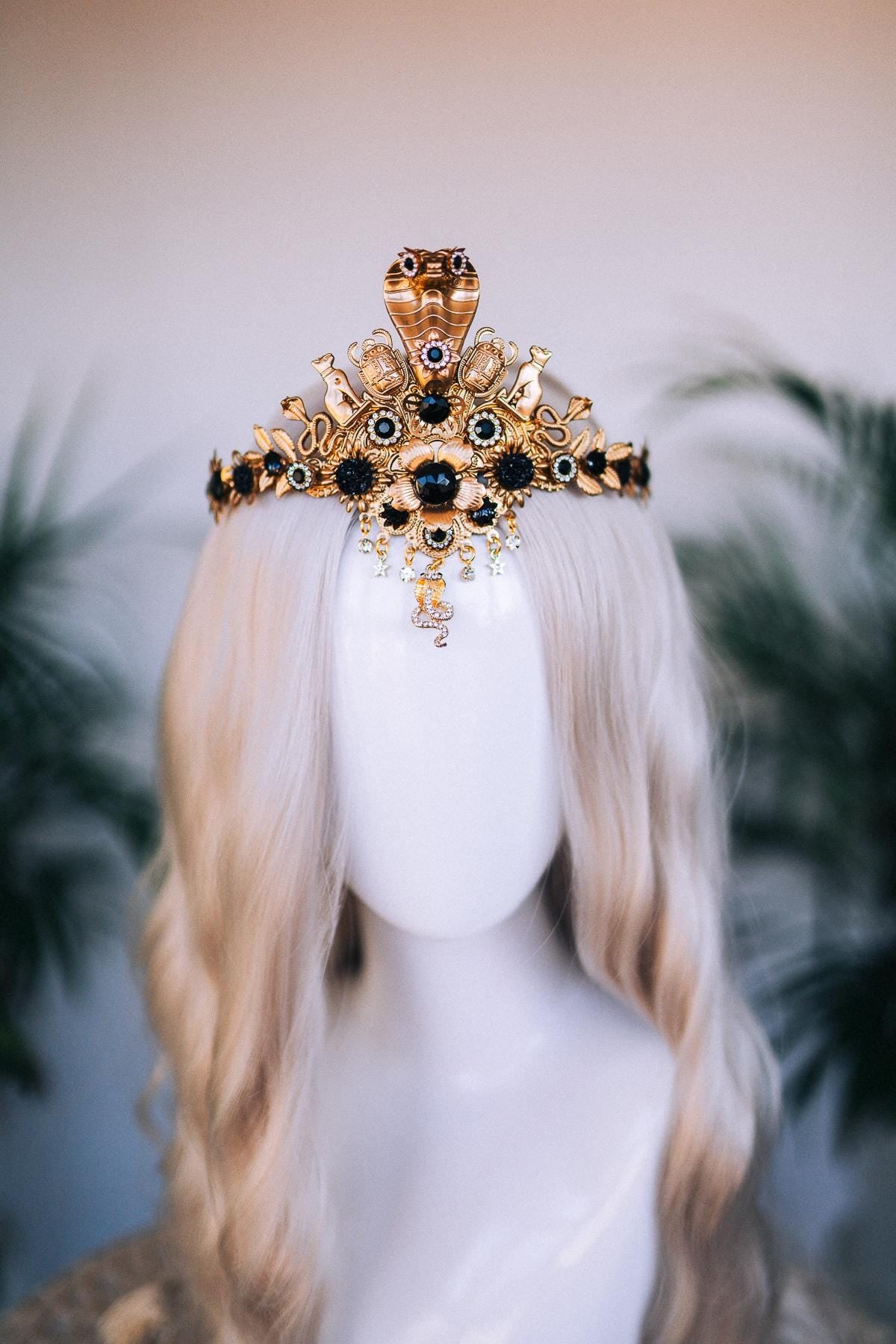 Egyptian Serpent Crown, Cleopatra Headpiece, Pharaoh Queen Tiara, Gold Festival Crown, Halloween Costume, Goddess Statement Tiara