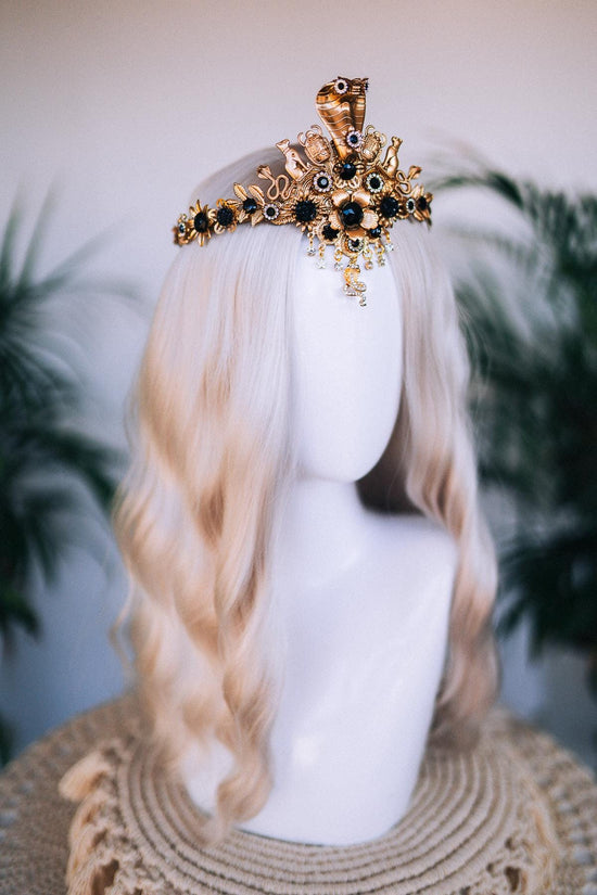Egyptian Serpent Crown, Cleopatra Headpiece, Pharaoh Queen Tiara, Gold Festival Crown, Halloween Costume, Goddess Statement Tiara