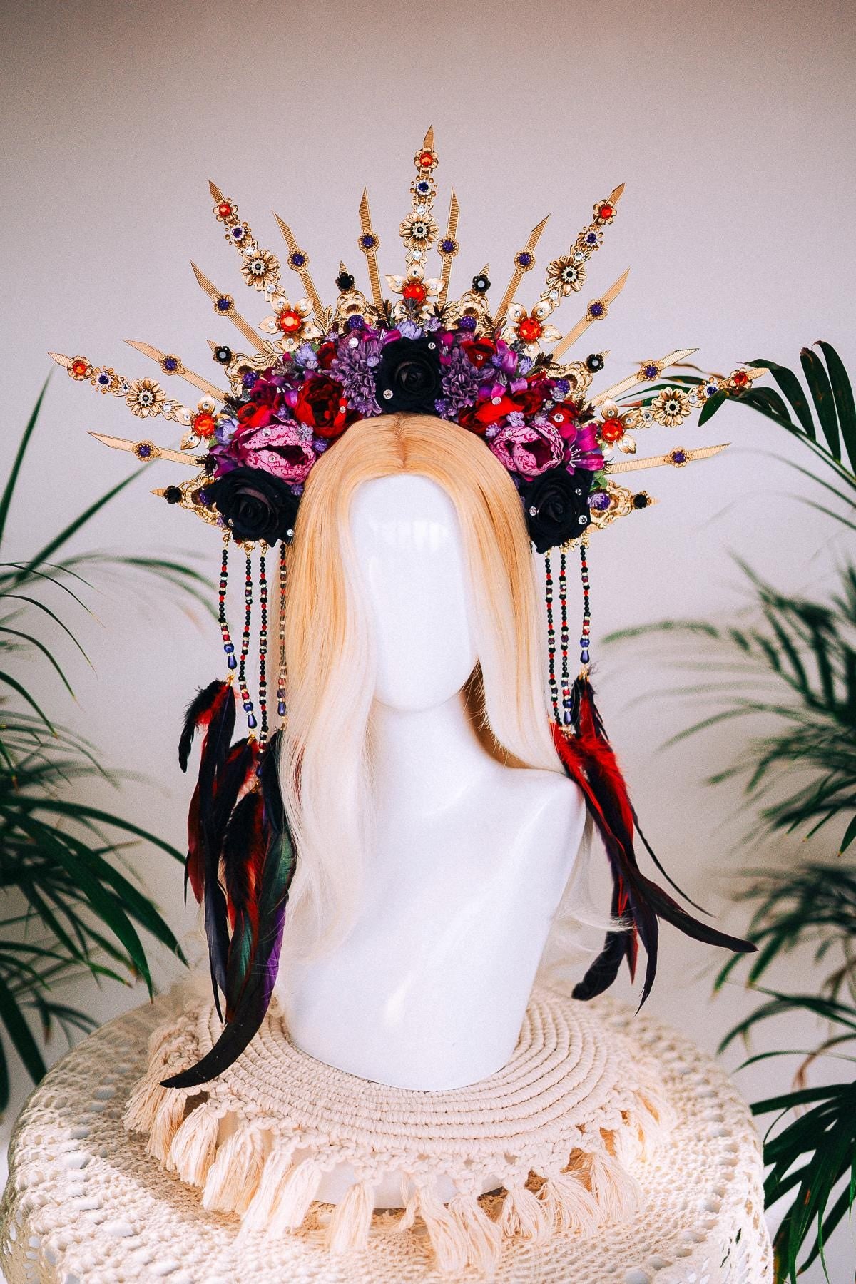 Floral Hair Pins, Gold Black Hair Clips, Baroque Hair Accessories, Gothic Festival Hairpiece, Masquerade Hair Decor, Butterfly Hairpins