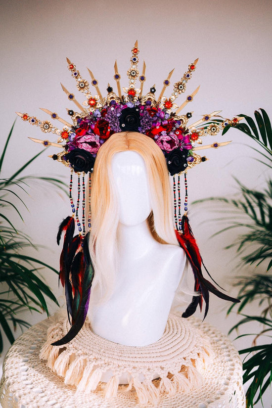 Floral Hair Pins, Gold Black Hair Clips, Baroque Hair Accessories, Gothic Festival Hairpiece, Masquerade Hair Decor, Butterfly Hairpins