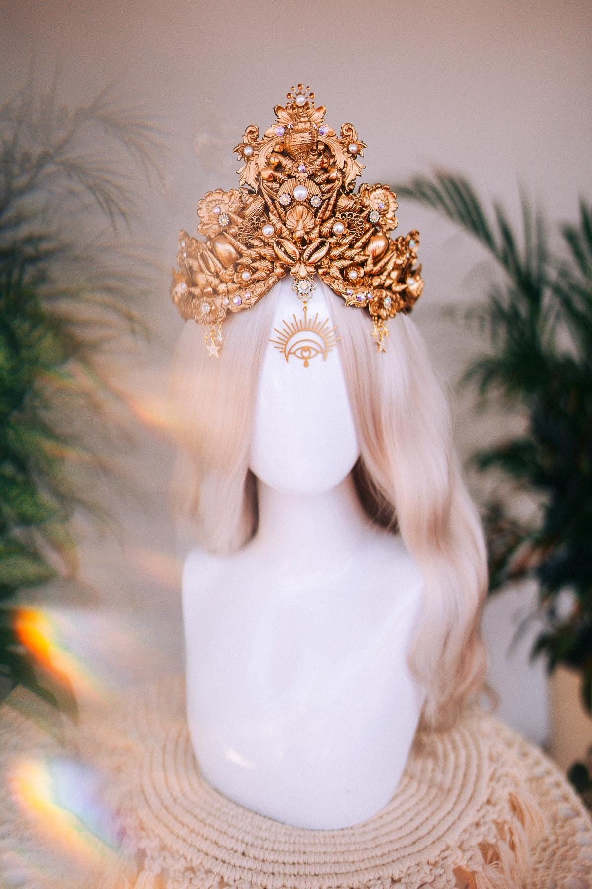 SALE Pisces Crown, Mermaid Tiara, Zodiac Headpiece, Ocean Goddess Crown, Celestial Festival Tiara, Handmade Astrology Halo, Beach Wedding