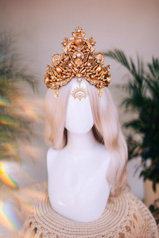 SALE Pisces Crown, Mermaid Tiara, Zodiac Headpiece, Ocean Goddess Crown, Celestial Festival Tiara, Handmade Astrology Halo, Beach Wedding