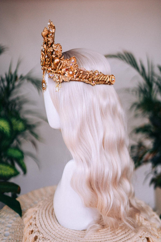 SALE Pisces Crown, Mermaid Tiara, Zodiac Headpiece, Ocean Goddess Crown, Celestial Festival Tiara, Handmade Astrology Halo, Beach Wedding