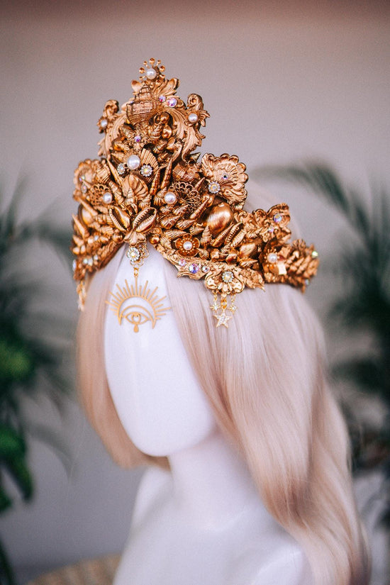 SALE Pisces Crown, Mermaid Tiara, Zodiac Headpiece, Ocean Goddess Crown, Celestial Festival Tiara, Handmade Astrology Halo, Beach Wedding