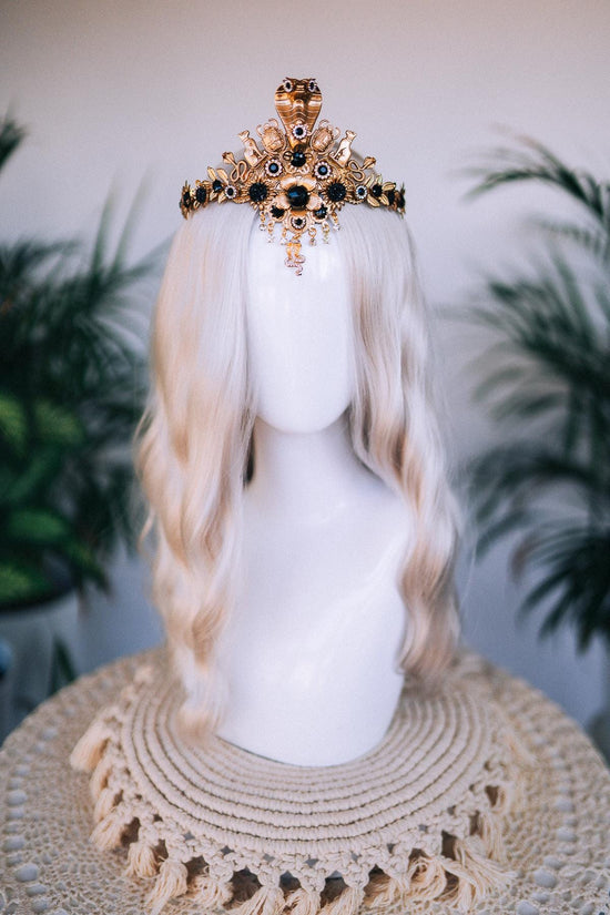Egyptian Serpent Crown, Cleopatra Headpiece, Pharaoh Queen Tiara, Gold Festival Crown, Halloween Costume, Goddess Statement Tiara