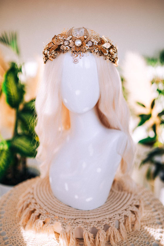 Gold Boho Flower Crown