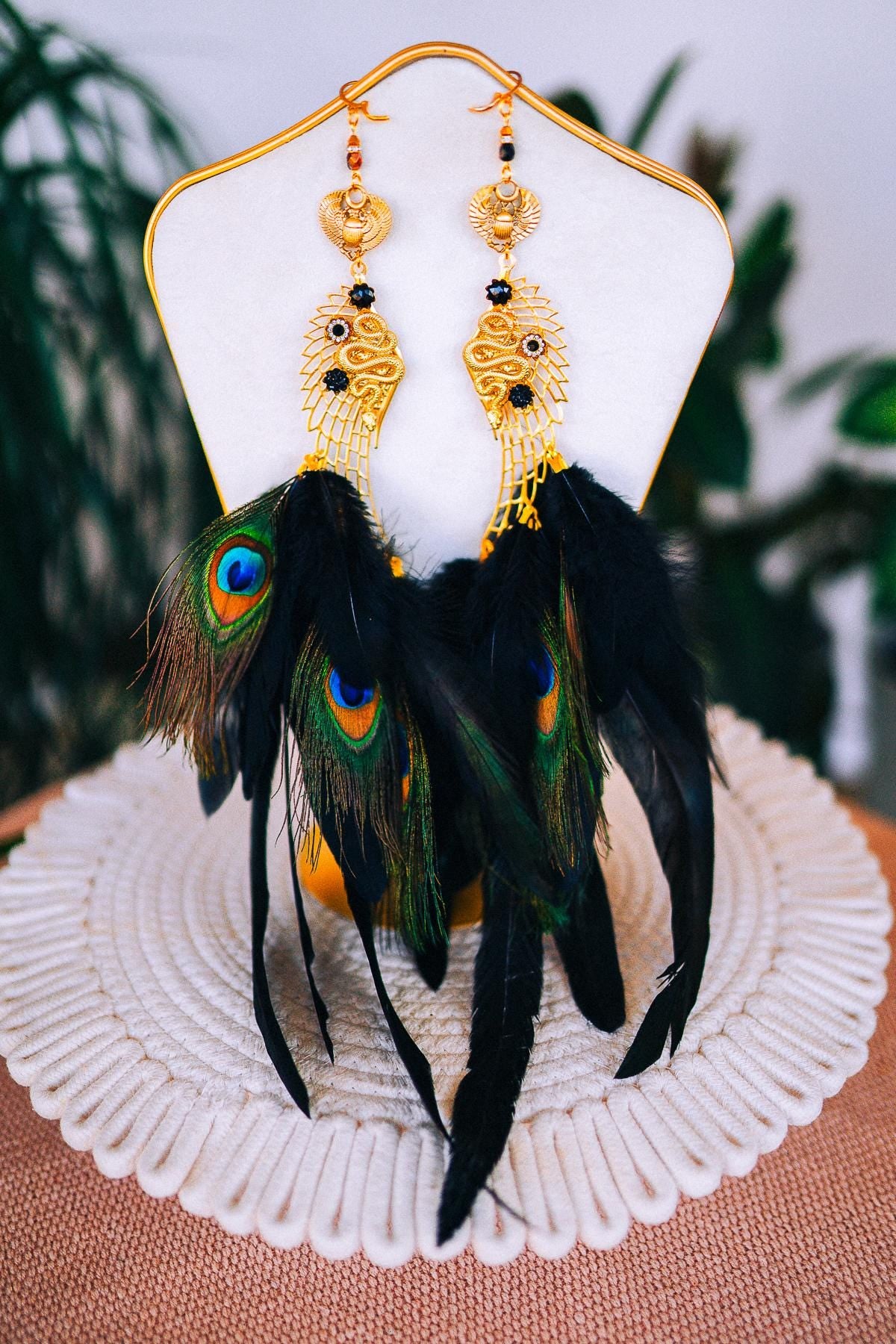 Cleopatra Feather Mask, Golden Cobra Masquerade, Peacock Feather Mask, Mardi Gras Carnival Mask, Cleopatra Costume Accessory, Festival Mask