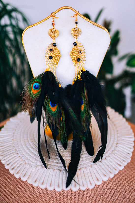 Cleopatra Feather Mask, Golden Cobra Masquerade, Peacock Feather Mask, Mardi Gras Carnival Mask, Cleopatra Costume Accessory, Festival Mask