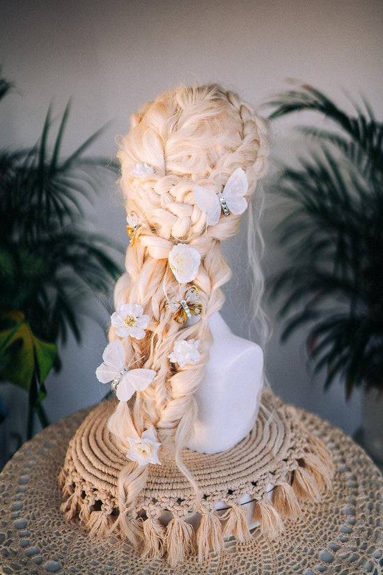 Whimsical Floral Butterfly Hairpins, Bridal Hair Accessories, Wedding Hair Clips, Boho Flower Hairpins, Festival Butterfly Hair Accessories