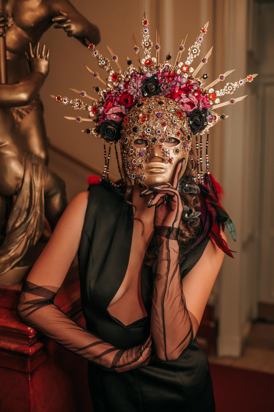 Floral Hair Pins, Gold Black Hair Clips, Baroque Hair Accessories, Gothic Festival Hairpiece, Masquerade Hair Decor, Butterfly Hairpins