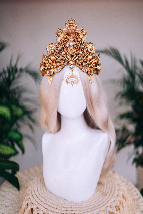 SALE Pisces Crown, Mermaid Tiara, Zodiac Headpiece, Ocean Goddess Crown, Celestial Festival Tiara, Handmade Astrology Halo, Beach Wedding