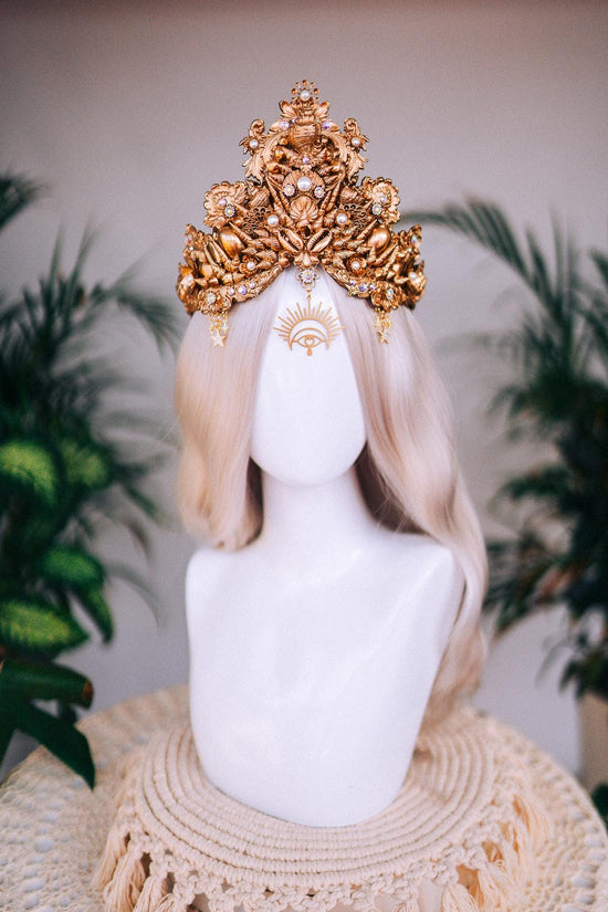 SALE Pisces Crown, Mermaid Tiara, Zodiac Headpiece, Ocean Goddess Crown, Celestial Festival Tiara, Handmade Astrology Halo, Beach Wedding