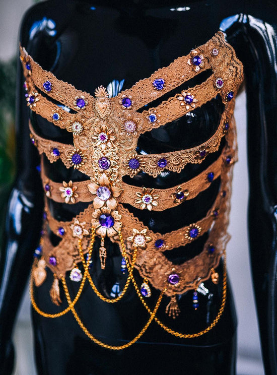 Purple La Catrina Ribs and flower crown