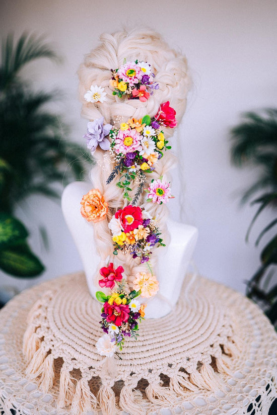 Rapunzel Hair Pins, Flower Hair Clips, Tangled Hair Accessories, Disney Rapunzel Costume, Floral Hair Pins, Princess Hair Flowers, Cosplay