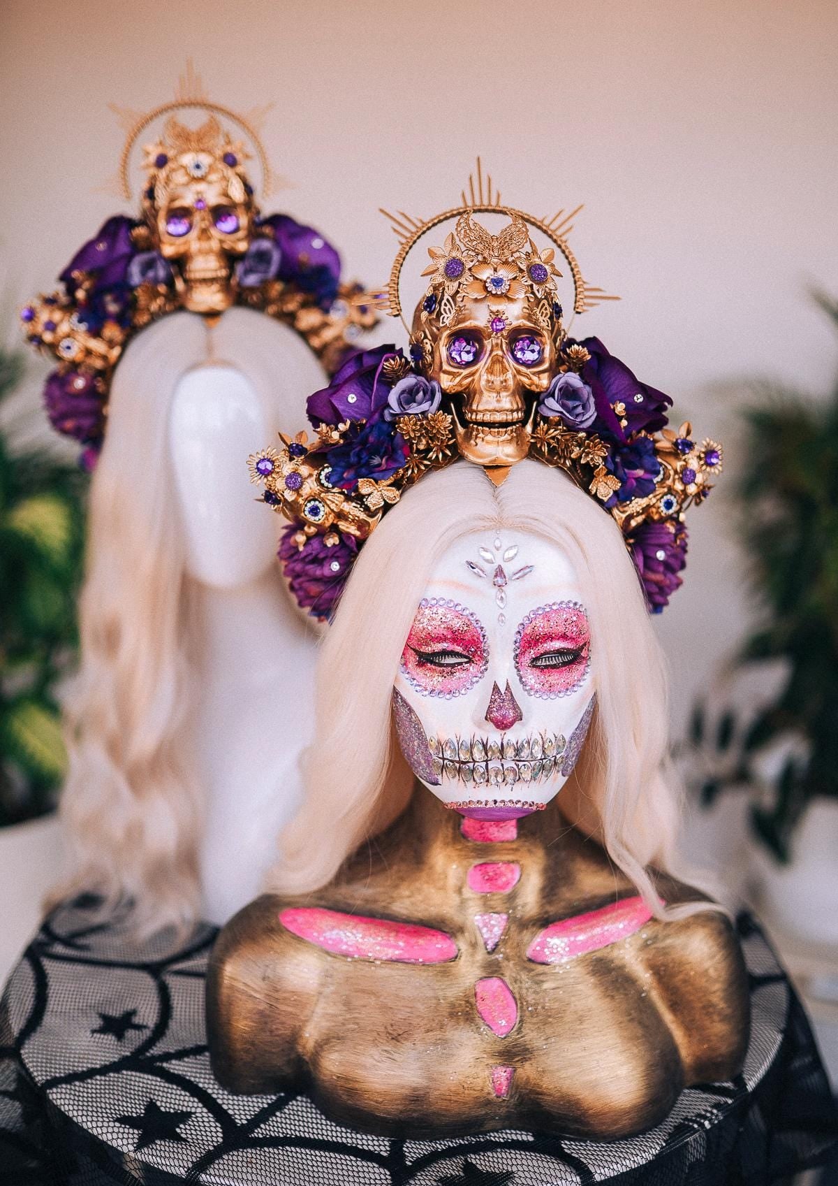Purple La Catrina Crown