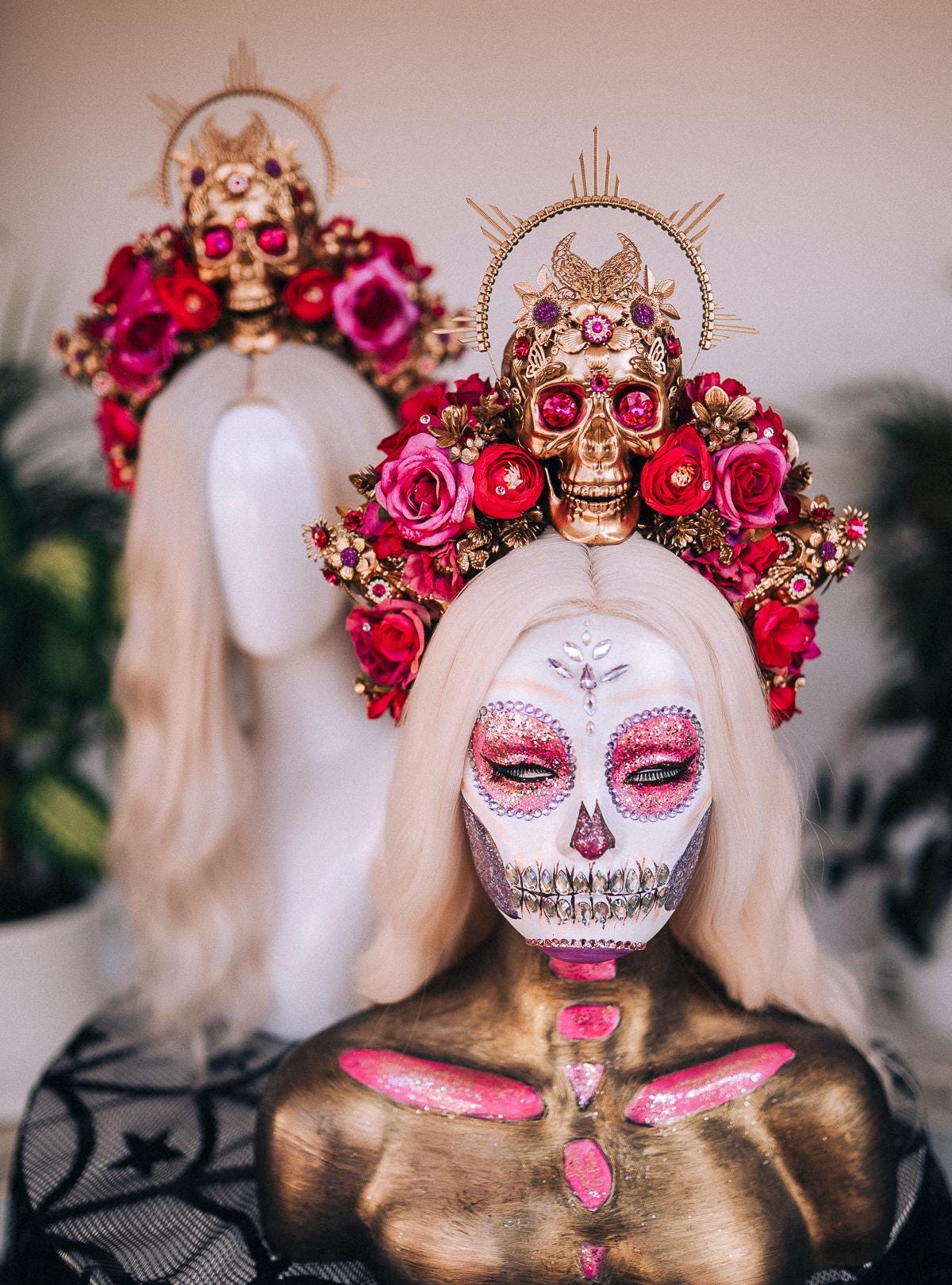 Hot Pink La Catrina Flower Crown