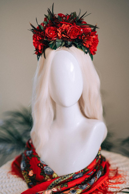 SALE Frida Kahlo Crown, Flower Halo Crown, Day Of The Dead Headpiece, Mexican Floral Tiara, Colorful Costume Crown, Frida Accessory