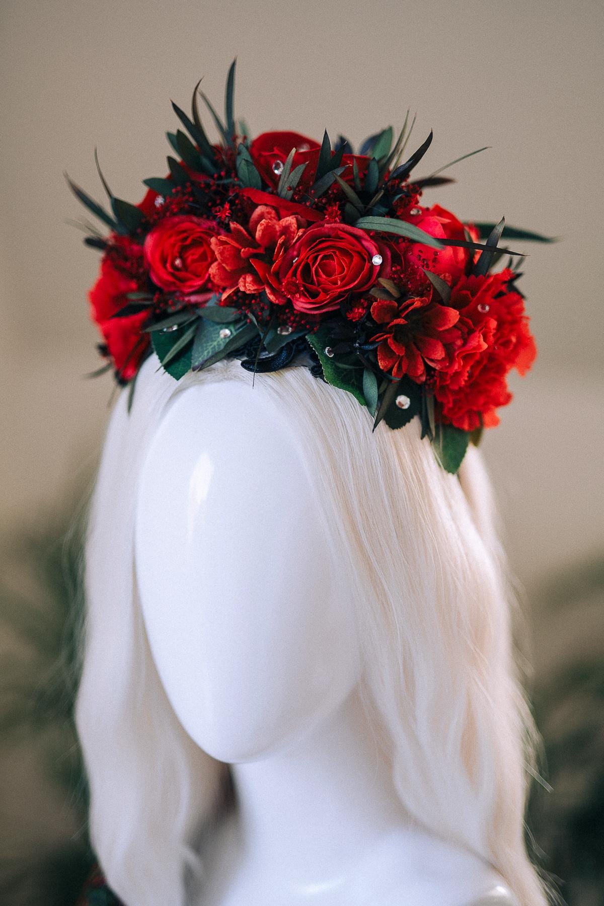 SALE Frida Kahlo Crown, Flower Halo Crown, Day Of The Dead Headpiece, Mexican Floral Tiara, Colorful Costume Crown, Frida Accessory