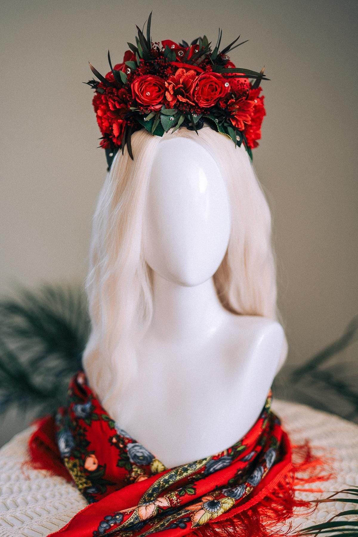 SALE Frida Kahlo Crown, Flower Halo Crown, Day Of The Dead Headpiece, Mexican Floral Tiara, Colorful Costume Crown, Frida Accessory