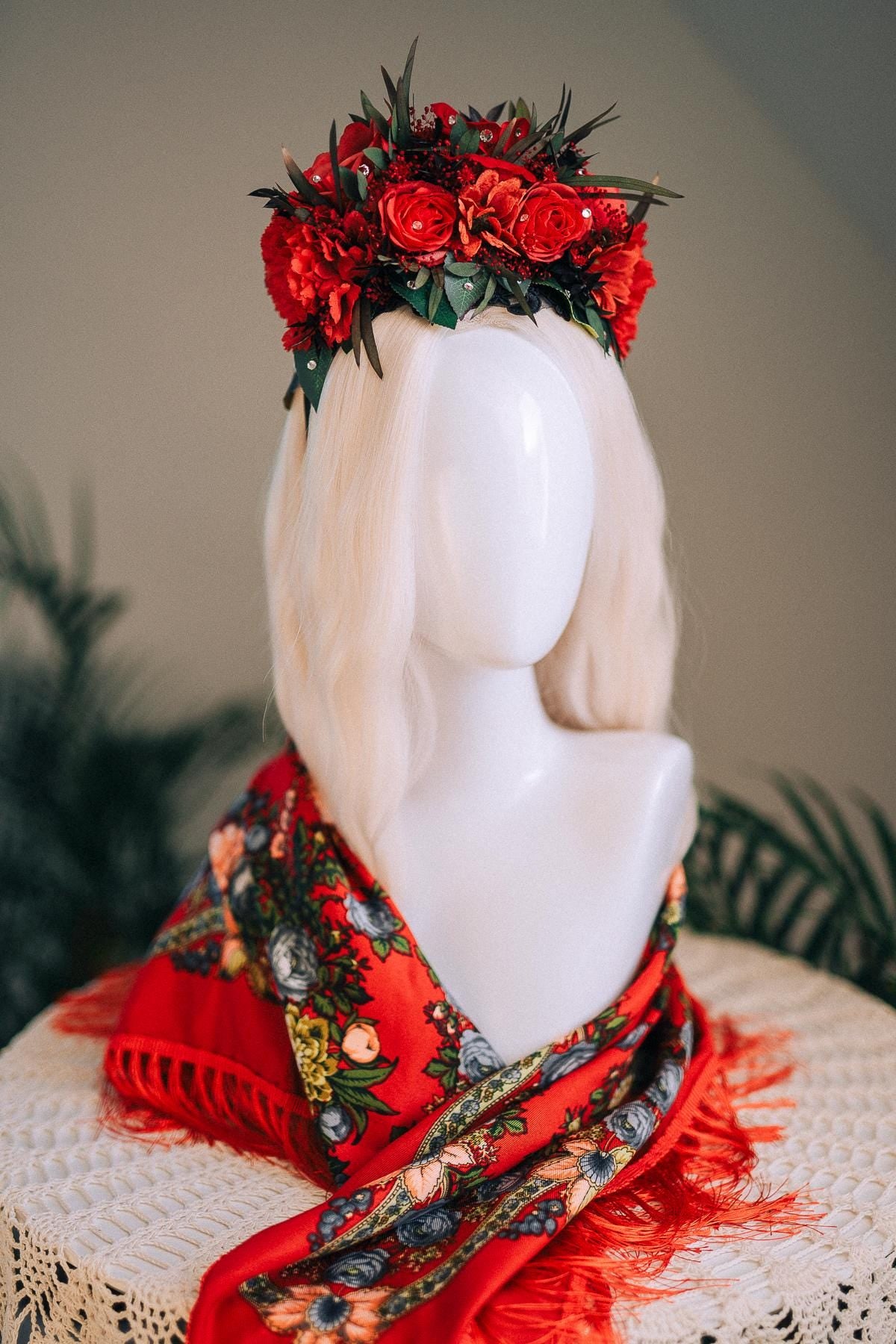 SALE Frida Kahlo Crown, Flower Halo Crown, Day Of The Dead Headpiece, Mexican Floral Tiara, Colorful Costume Crown, Frida Accessory