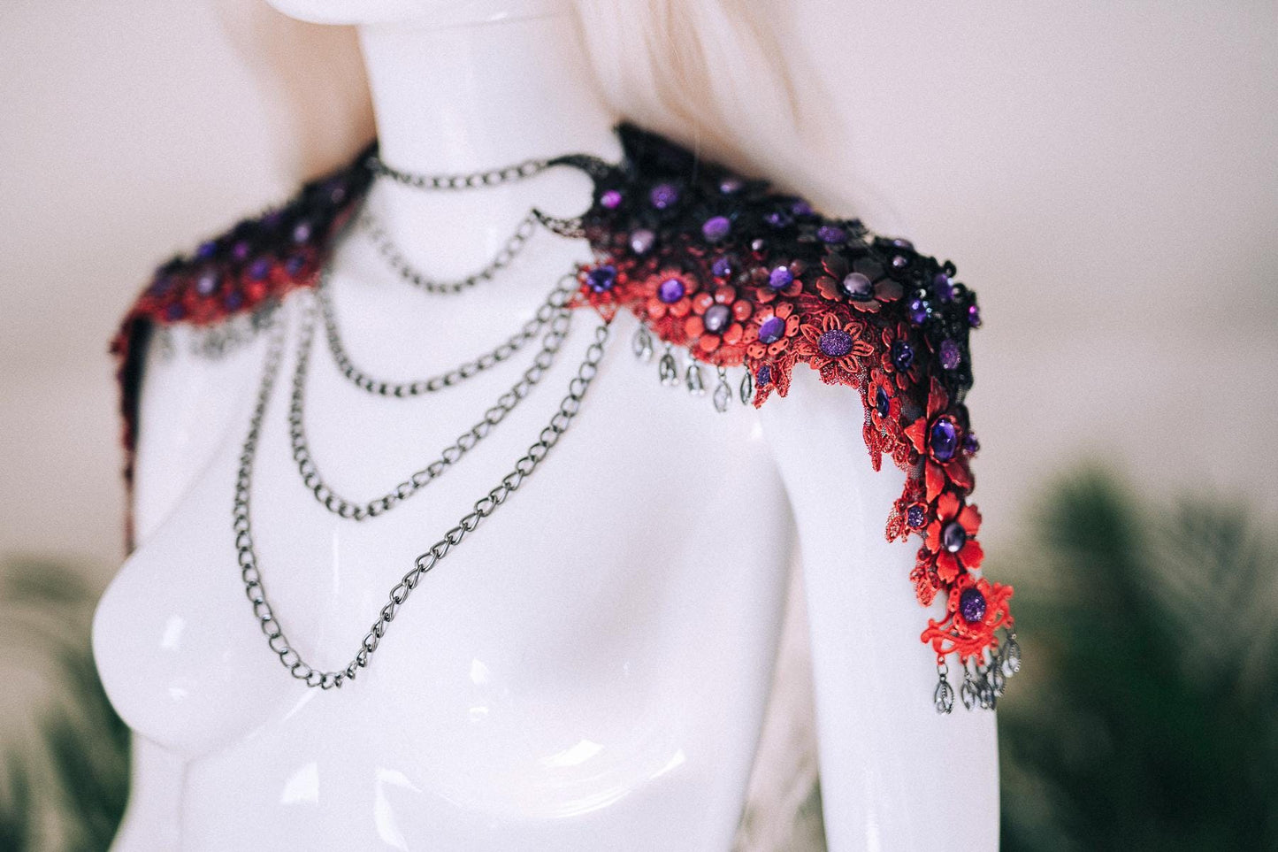 Dragon Queen Necklace, Black Red Gothic Necklace, Fantasy Statement Necklace, Cosplay Necklace, Mythical Goddess Necklace, Gothic Jewelry