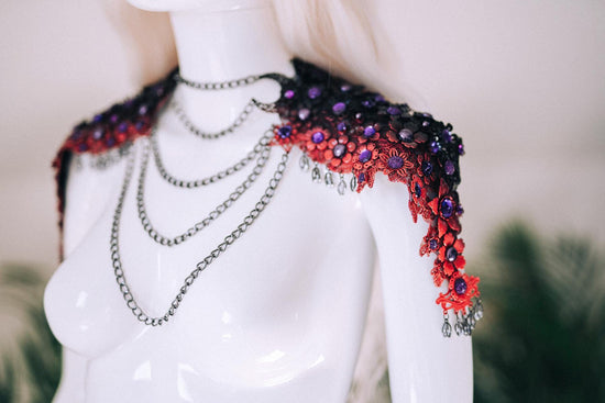 Dragon Queen Necklace, Black Red Gothic Necklace, Fantasy Statement Necklace, Cosplay Necklace, Mythical Goddess Necklace, Gothic Jewelry