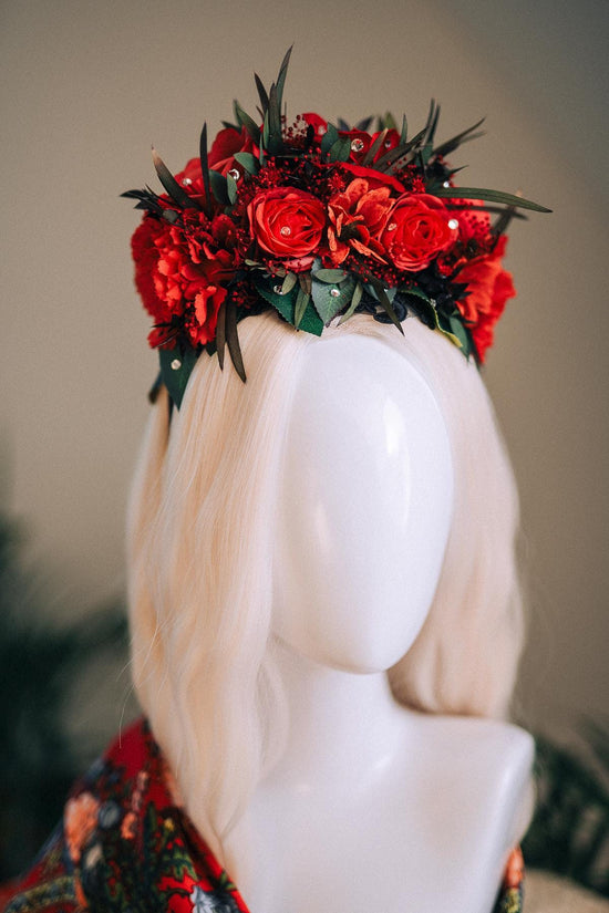 SALE Frida Kahlo Crown, Flower Halo Crown, Day Of The Dead Headpiece, Mexican Floral Tiara, Colorful Costume Crown, Frida Accessory