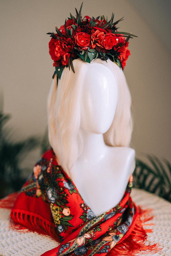 SALE Frida Kahlo Crown, Flower Halo Crown, Day Of The Dead Headpiece, Mexican Floral Tiara, Colorful Costume Crown, Frida Accessory